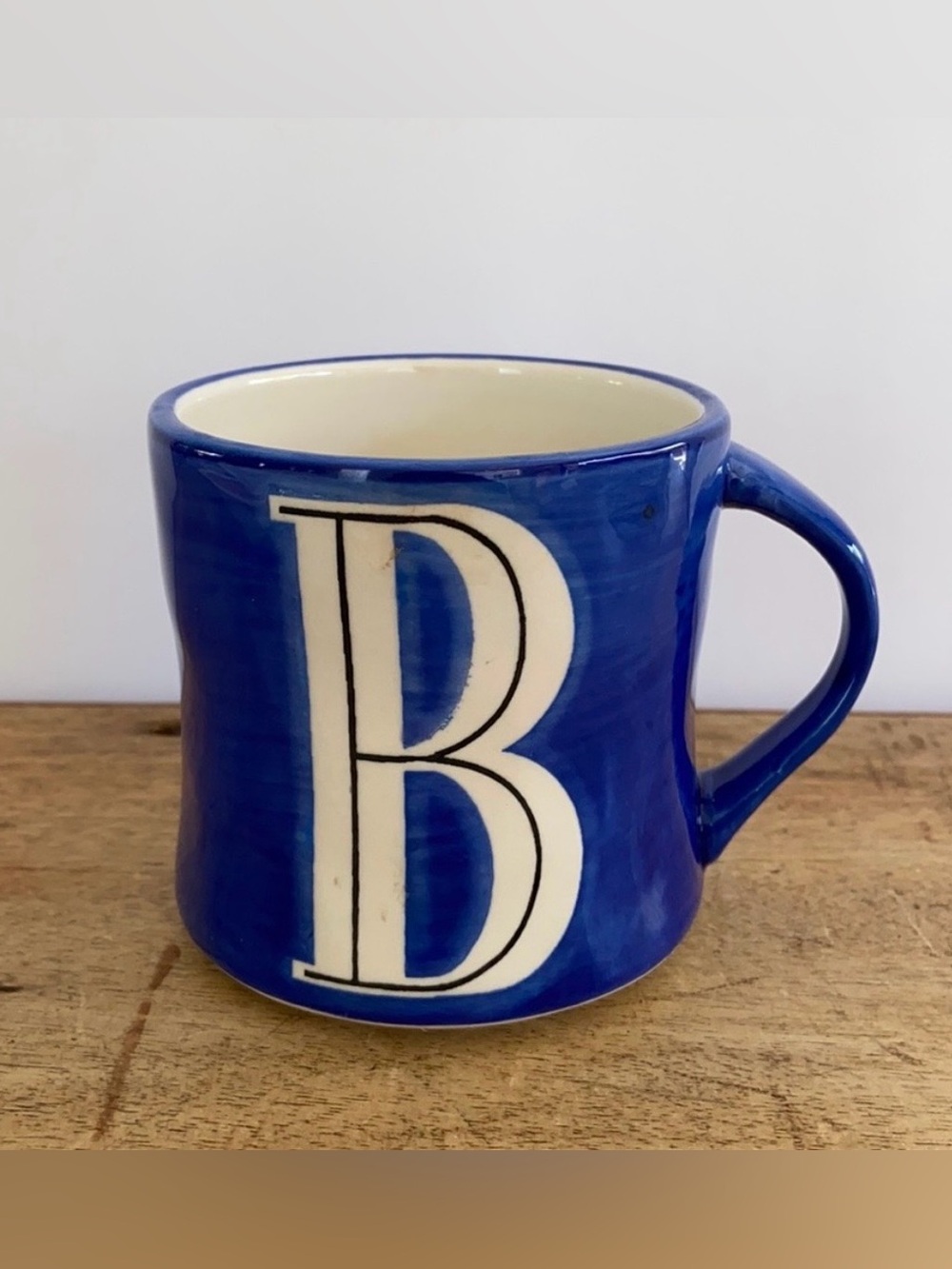 Anthropologie Monogram 'B' Blue Ceramic Mug